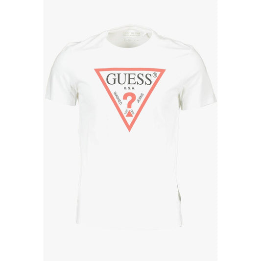 Guess Jeans Sleek Slim Fit White Tee with Logo Print Guess Jeans