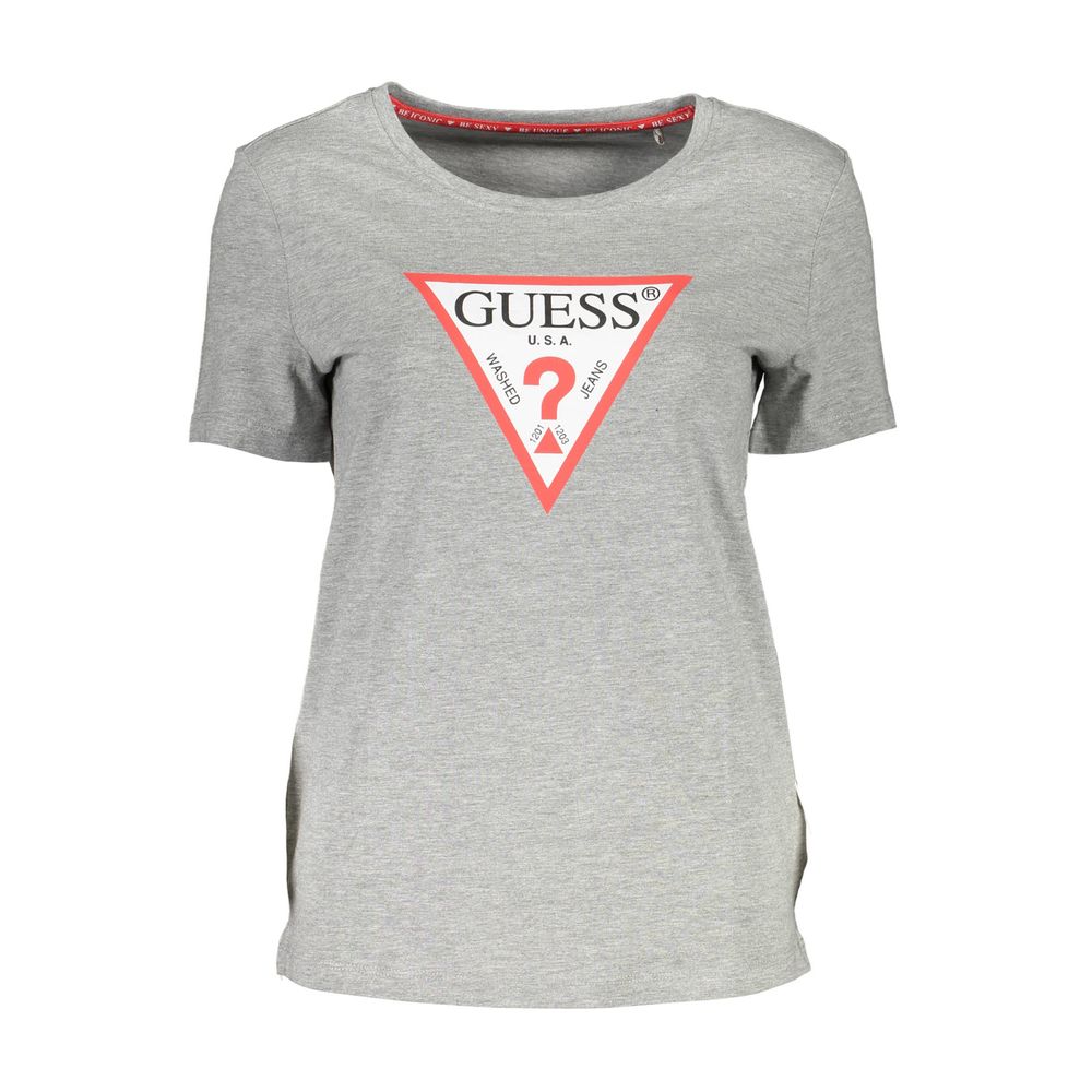 Guess Jeans Chic Gray Printed Logo Tee Guess Jeans