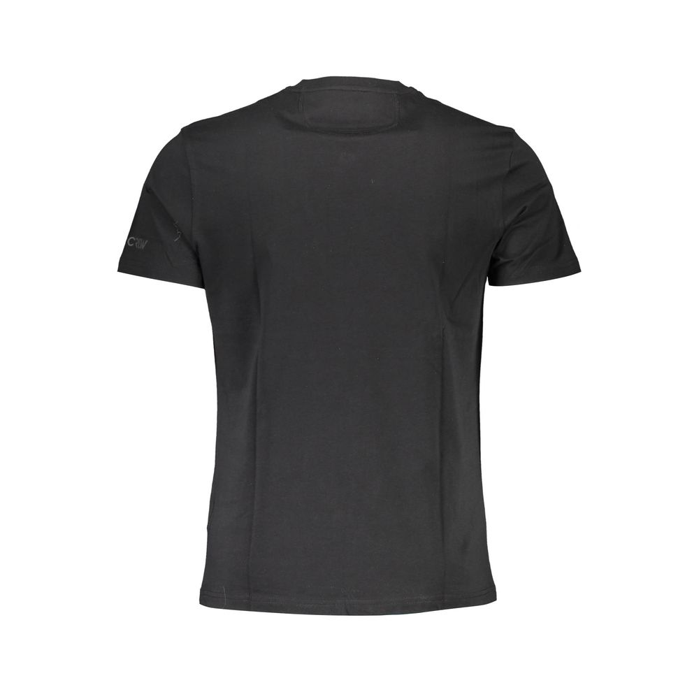 La Martina Sleek Black Cotton Tee with Elegant Print La Martina