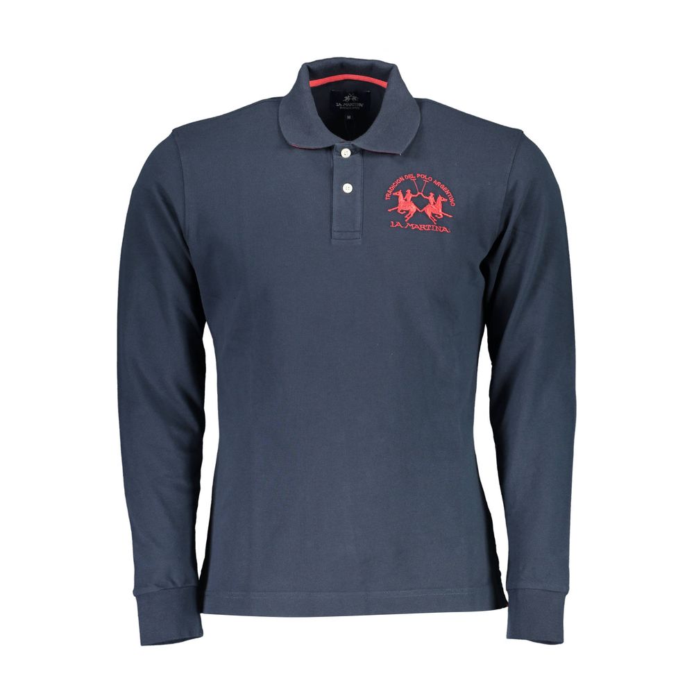 La Martina Classic Blue Long-Sleeve Polo Elegance La Martina