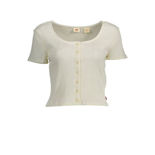 Levi's Chic White Buttoned Tee with Wide Neckline Levi's