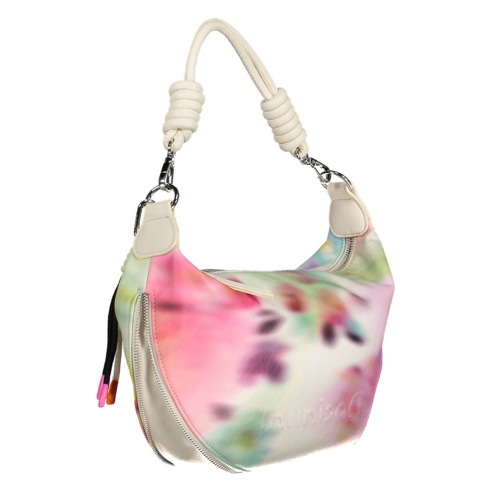 Desigual Chic White Expandable Handbag with Contrasting Accents Desigual