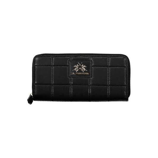 La Martina Sleek Black Polyurethane Wallet La Martina