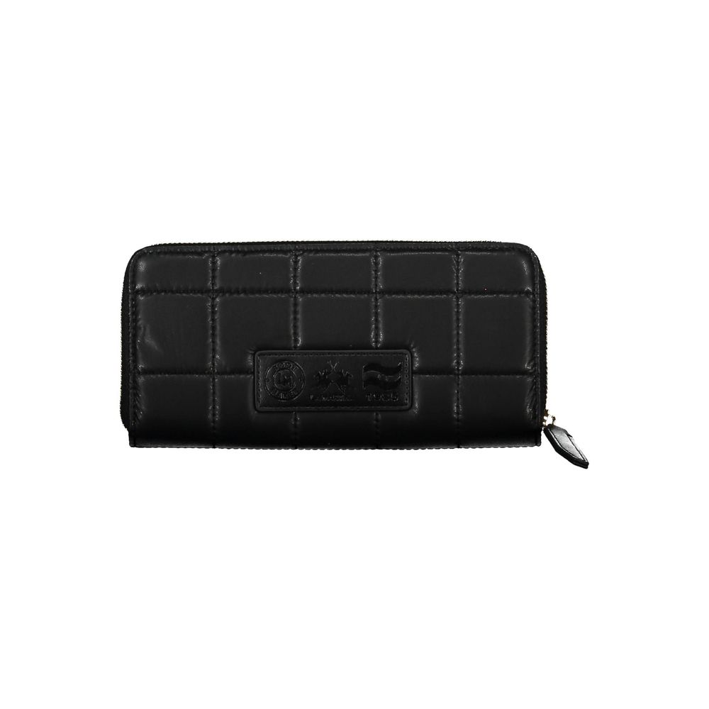 La Martina Sleek Black Polyurethane Wallet La Martina