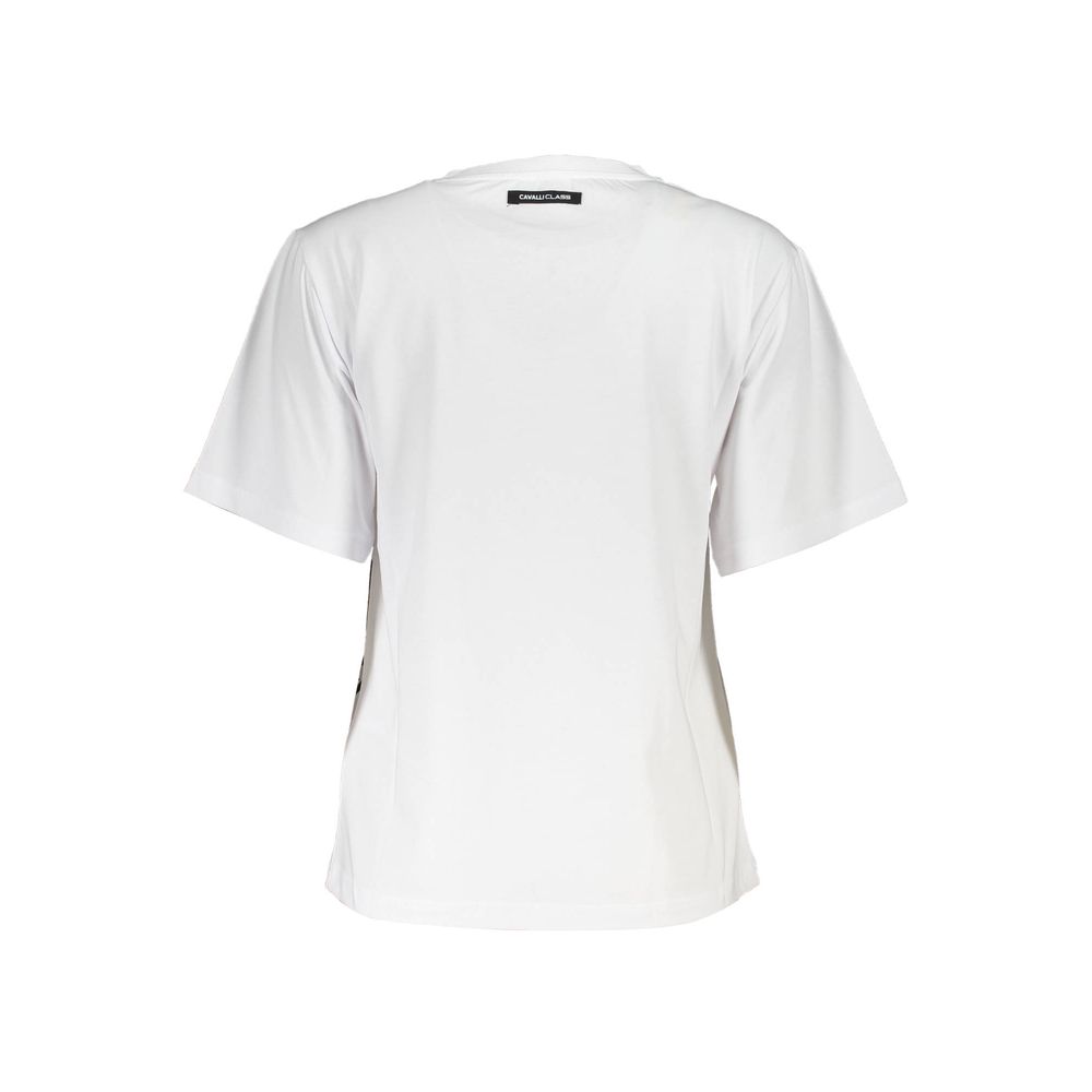 Cavalli Class Chic White Printed Tee with Classic Elegance Cavalli Class