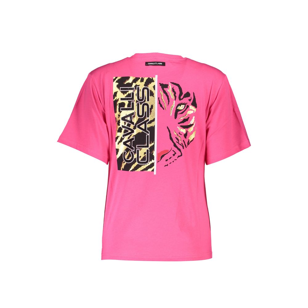 Cavalli Class Chic Pink Slim Fit Logo Tee Cavalli Class