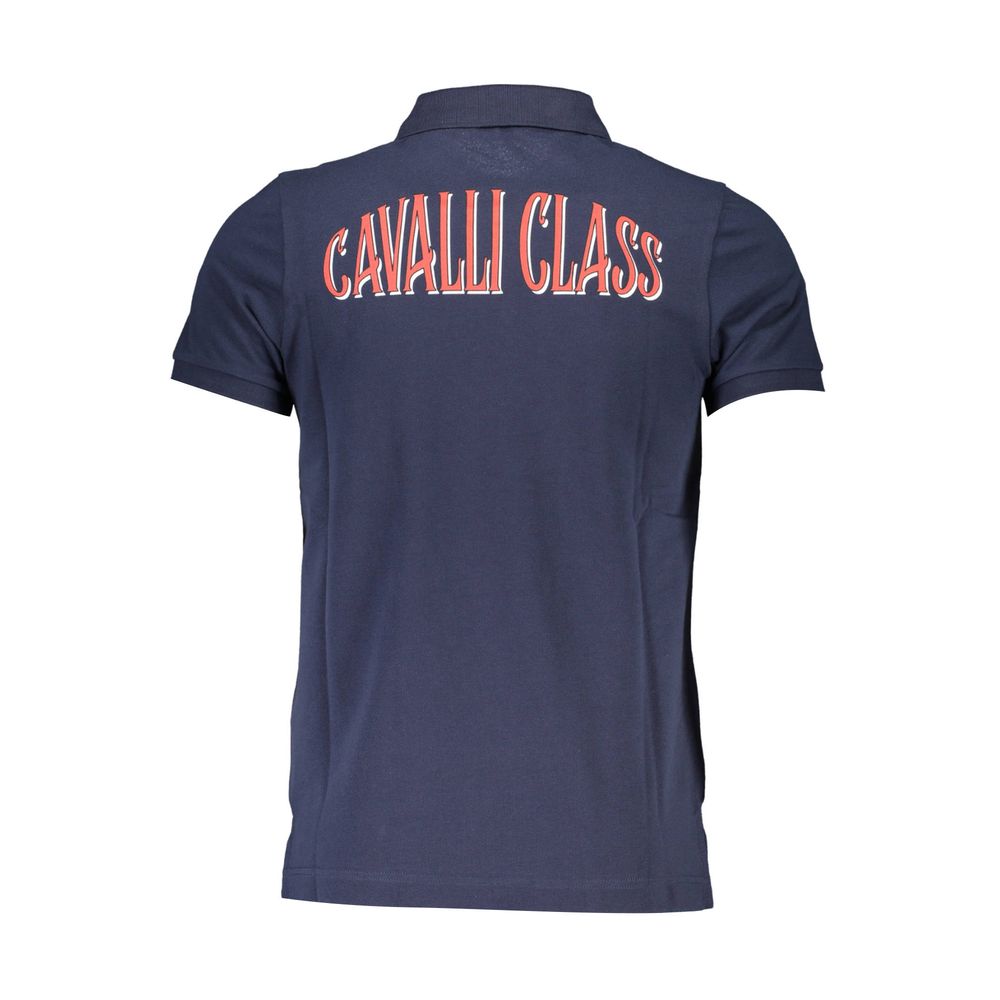 Cavalli Class Elegant Blue Cotton Polo with Chic Detailing Cavalli Class