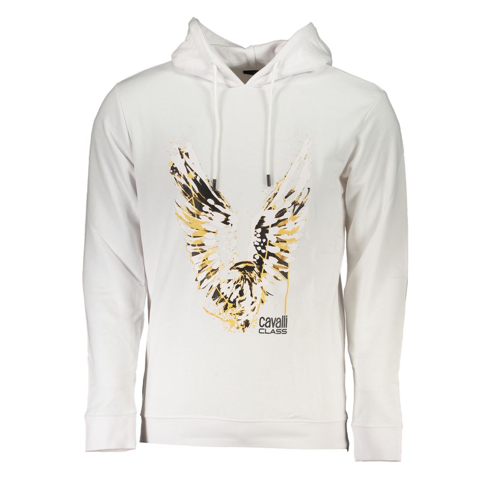 Cavalli Class Elegant Hooded Sweatshirt in White Cavalli Class