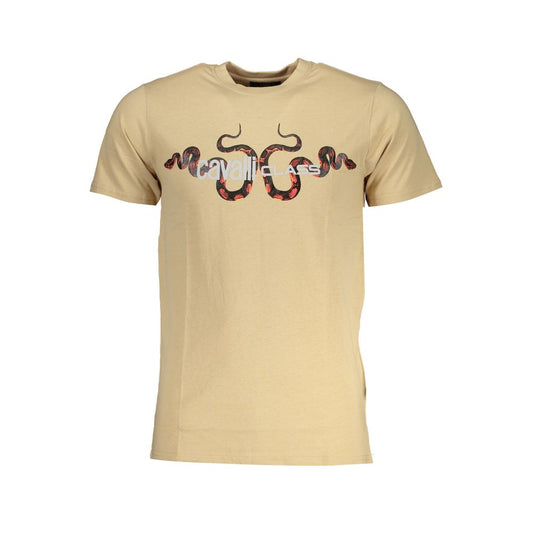 Cavalli Class Beige Cotton T-Shirt Cavalli Class