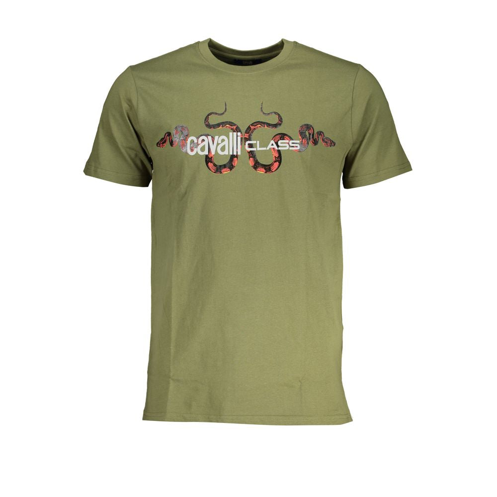 Cavalli Class Green Cotton T-Shirt