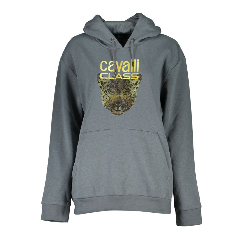 Cavalli Class Sleek Gray Fleece Hooded Sweatshirt Cavalli Class