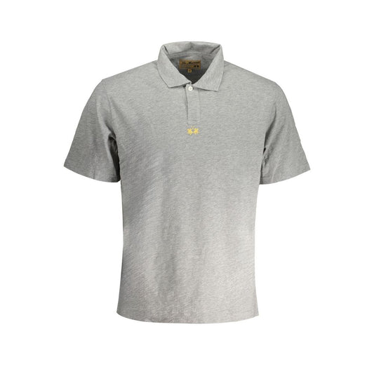 La Martina Gray Cotton Polo Shirt La Martina