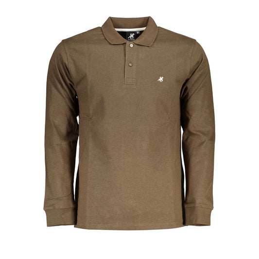 U.S. Grand Polo Elegant Long-Sleeved Brown Polo for Men U.S. Grand Polo