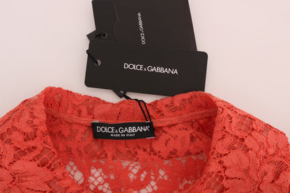 Dolce & Gabbana Elegant Orange Floral Lace Crystal Cardigan Blouse Dolce & Gabbana