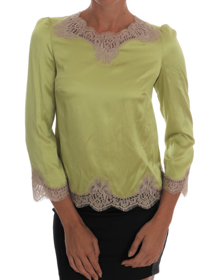 Dolce & Gabbana Elegant Floral Lace Silk Blouse Dolce & Gabbana