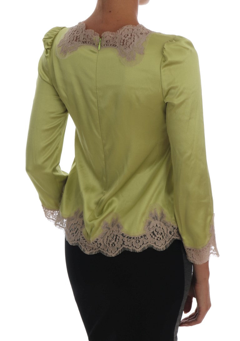 Dolce & Gabbana Elegant Floral Lace Silk Blouse Dolce & Gabbana