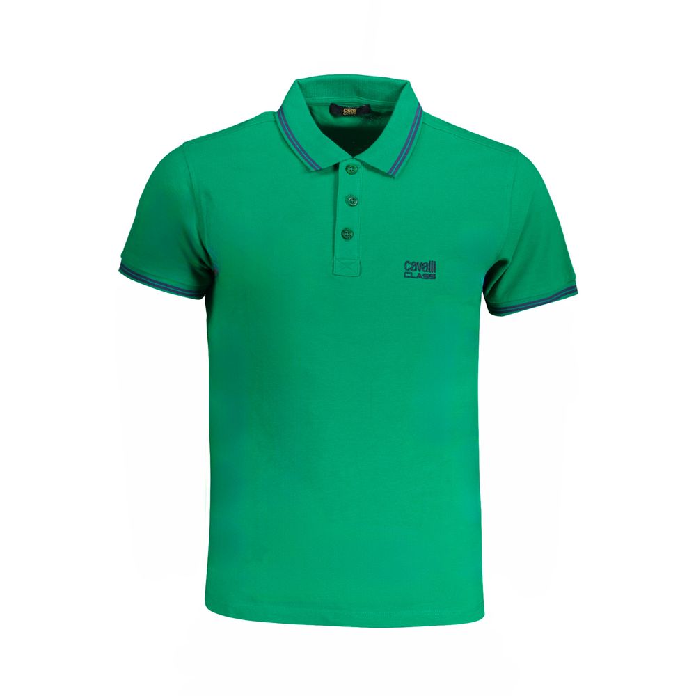 Cavalli Class Green Cotton Polo Shirt Cavalli Class