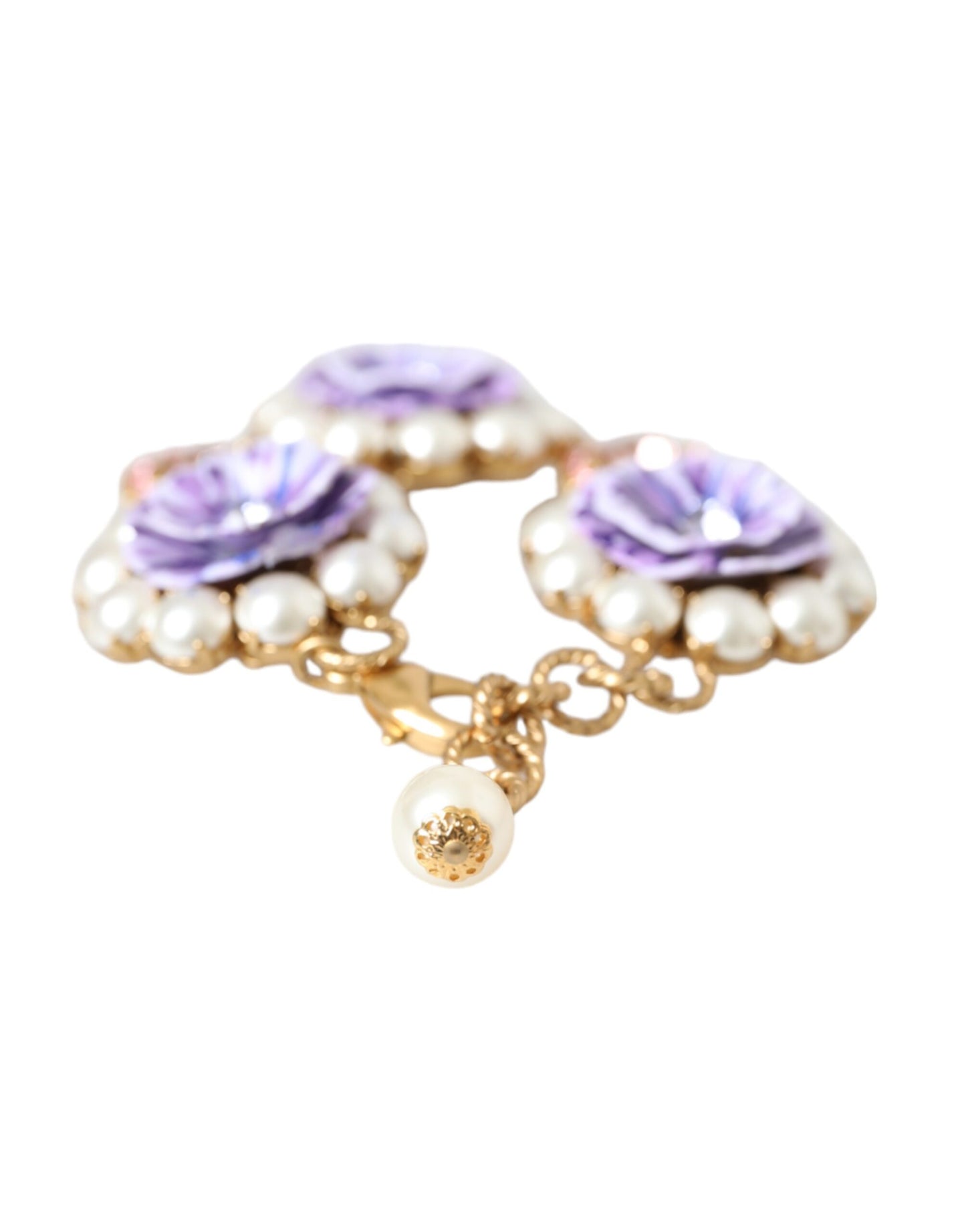 Dolce & Gabbana Gold FIORI BLOOMING Floral Baroque Crystals Bracelet Dolce & Gabbana