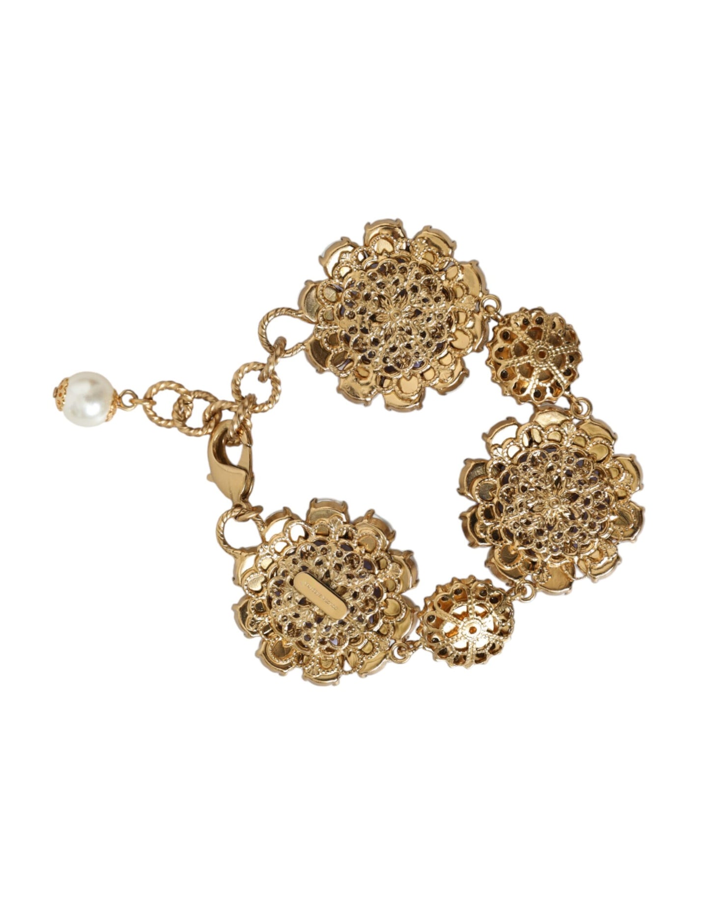 Dolce & Gabbana Gold FIORI BLOOMING Floral Baroque Crystals Bracelet Dolce & Gabbana