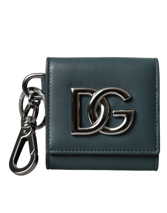 Dolce & Gabbana Green Calfskin Leather DG Logo Keyring Coin Purse Wallet Dolce & Gabbana