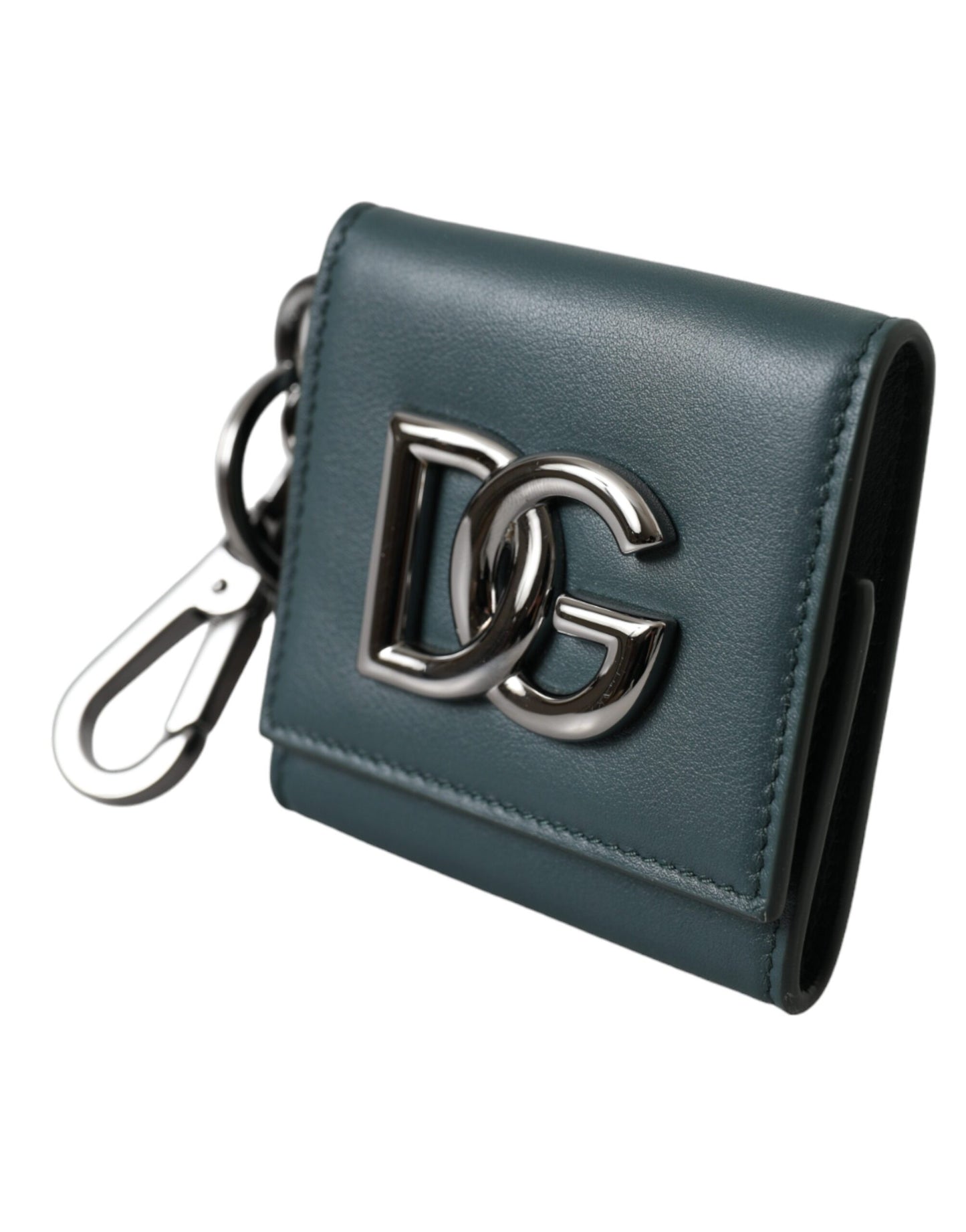 Dolce & Gabbana Green Calfskin Leather DG Logo Keyring Coin Purse Wallet Dolce & Gabbana