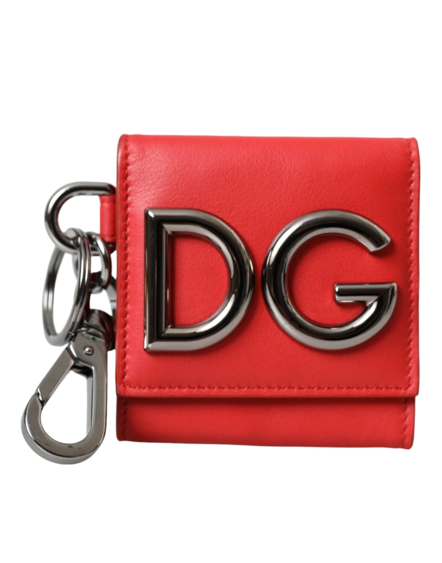 Dolce & Gabbana Red Calfskin Leather DG Logo Keyring Coin Purse Wallet Dolce & Gabbana