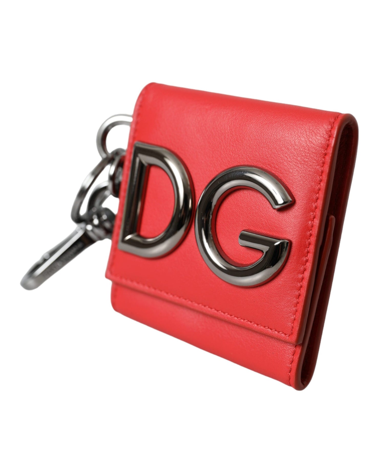 Dolce & Gabbana Red Calfskin Leather DG Logo Keyring Coin Purse Wallet Dolce & Gabbana