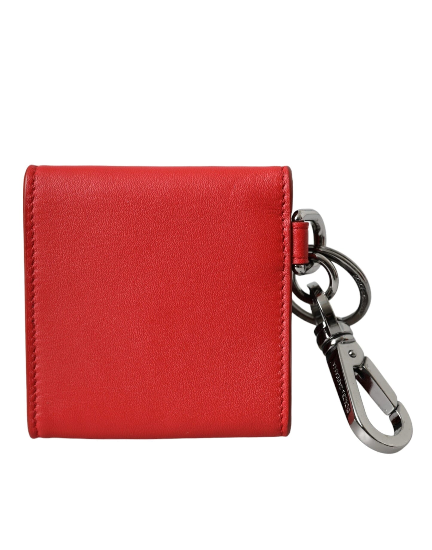 Dolce & Gabbana Red Calfskin Leather DG Logo Keyring Coin Purse Wallet Dolce & Gabbana