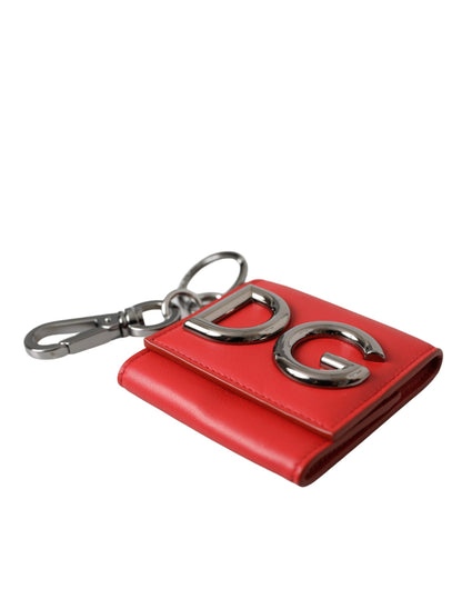 Dolce & Gabbana Red Calfskin Leather DG Logo Keyring Coin Purse Wallet Dolce & Gabbana