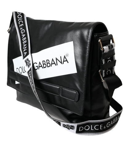 Dolce & Gabbana Black Calfskin Coated Canvas Logo Panel Messenger Bag Dolce & Gabbana