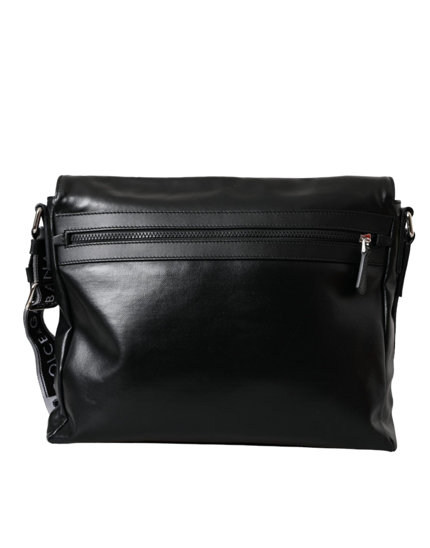 Dolce & Gabbana Black Calfskin Coated Canvas Logo Panel Messenger Bag Dolce & Gabbana