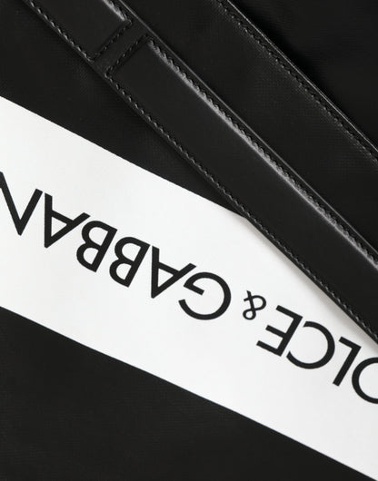 Dolce & Gabbana Black Calfskin Coated Canvas Logo Panel Messenger Bag Dolce & Gabbana