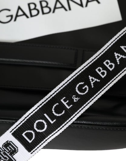 Dolce & Gabbana Black Calfskin Coated Canvas Logo Panel Messenger Bag Dolce & Gabbana