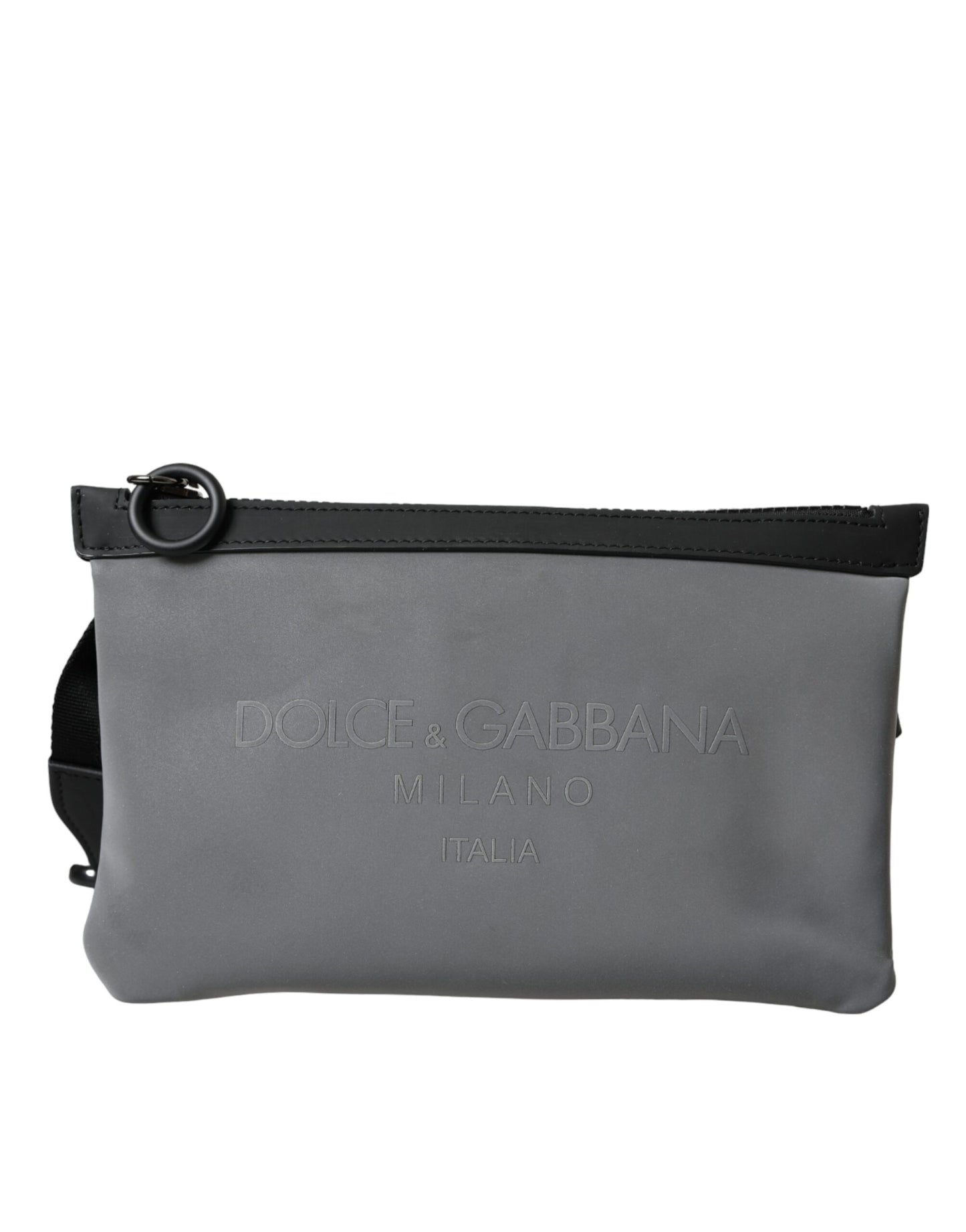 Dolce & Gabbana Gray Neoprene Logo Zip Waist Fanny Pack Belt Pouch Bag Dolce & Gabbana