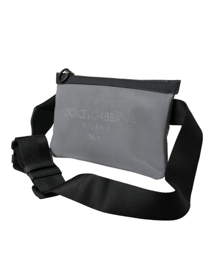 Dolce & Gabbana Gray Neoprene Logo Zip Waist Fanny Pack Belt Pouch Bag Dolce & Gabbana