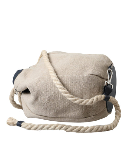 Dolce & Gabbana Beige Canvas Fabric Bucket Sack Pouch Purse Bag Dolce & Gabbana