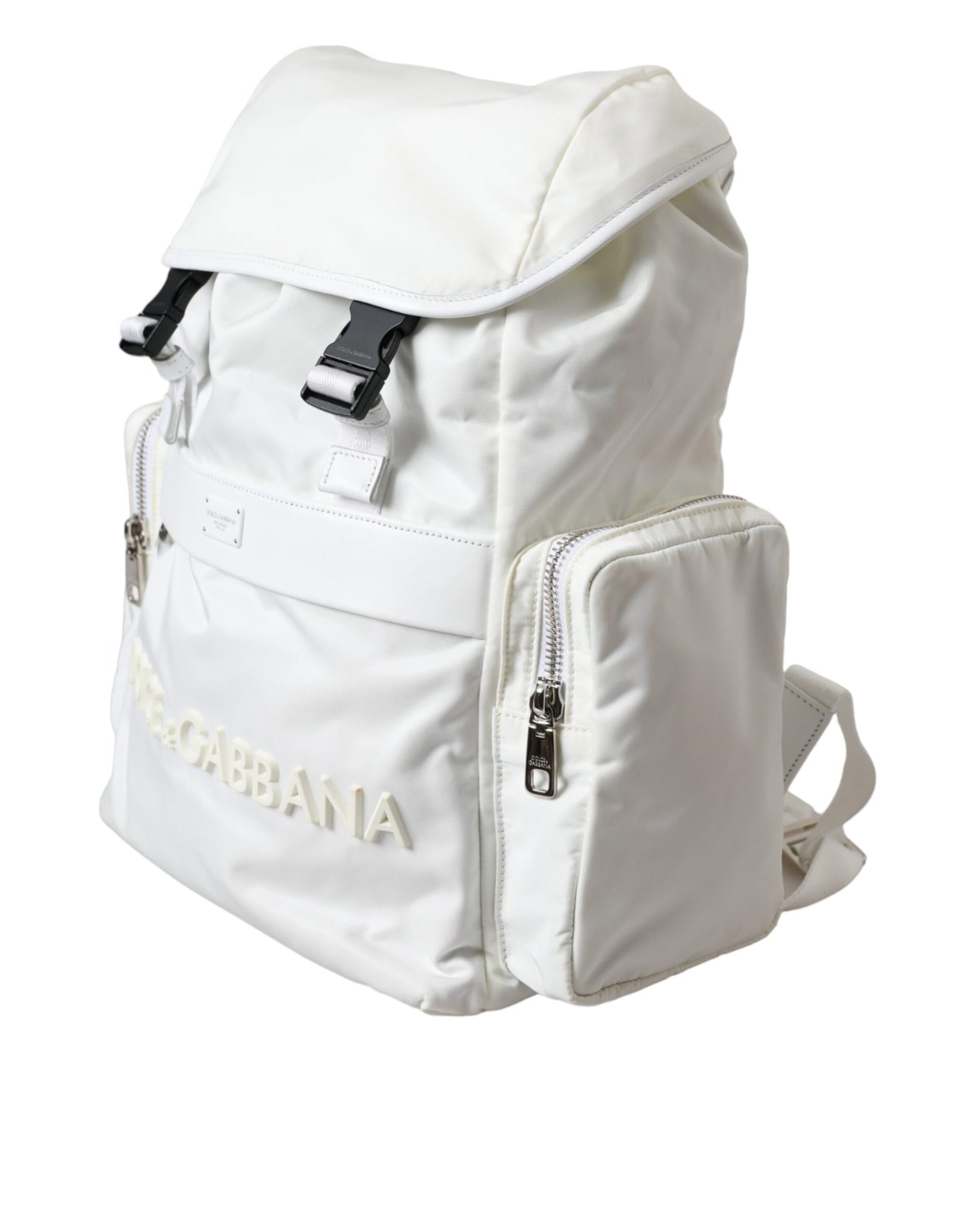 Dolce & Gabbana White Nylon Rubber Logo Backpack Rucksack Bag Dolce & Gabbana