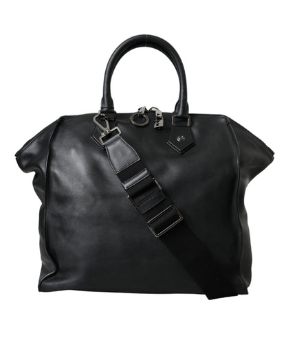 Dolce & Gabbana Black Washed Calfskin Biker Style Shopper Bag Dolce & Gabbana