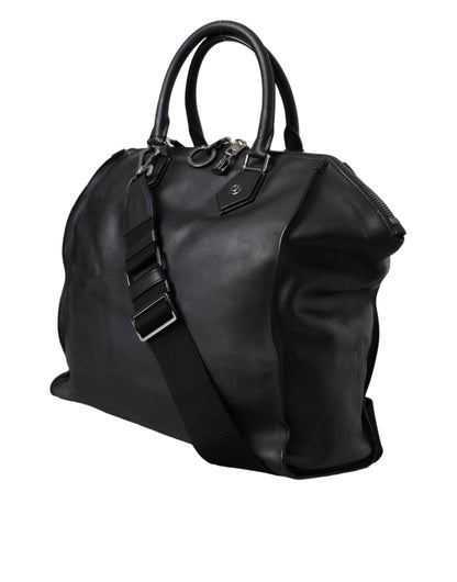 Dolce & Gabbana Black Washed Calfskin Biker Style Shopper Bag Dolce & Gabbana