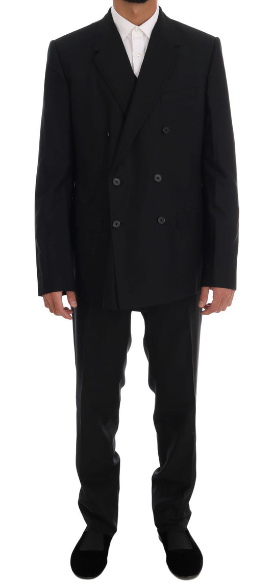 Dolce & Gabbana Elegant Black Wool Three-Piece Suit Dolce & Gabbana