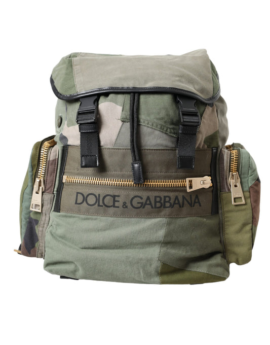 Dolce & Gabbana Military Green Patchwork Rucksack Backpack Bag Dolce & Gabbana