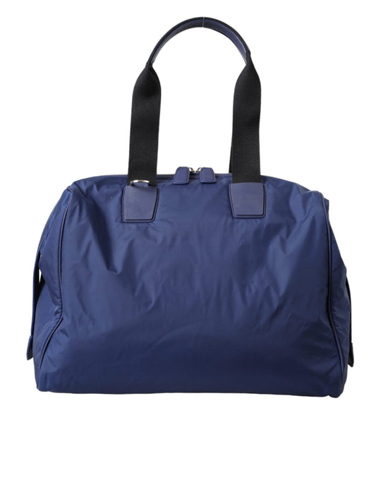 Dolce & Gabbana Blue Nylon Calfskin Hand Shoulder Duffel Bag Dolce & Gabbana