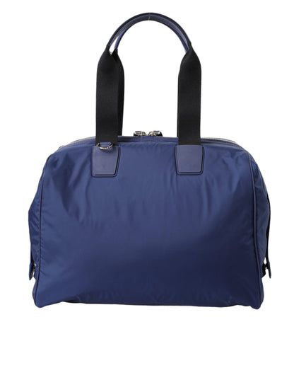 Dolce & Gabbana Blue Nylon Calfskin Hand Shoulder Duffel Bag Dolce & Gabbana