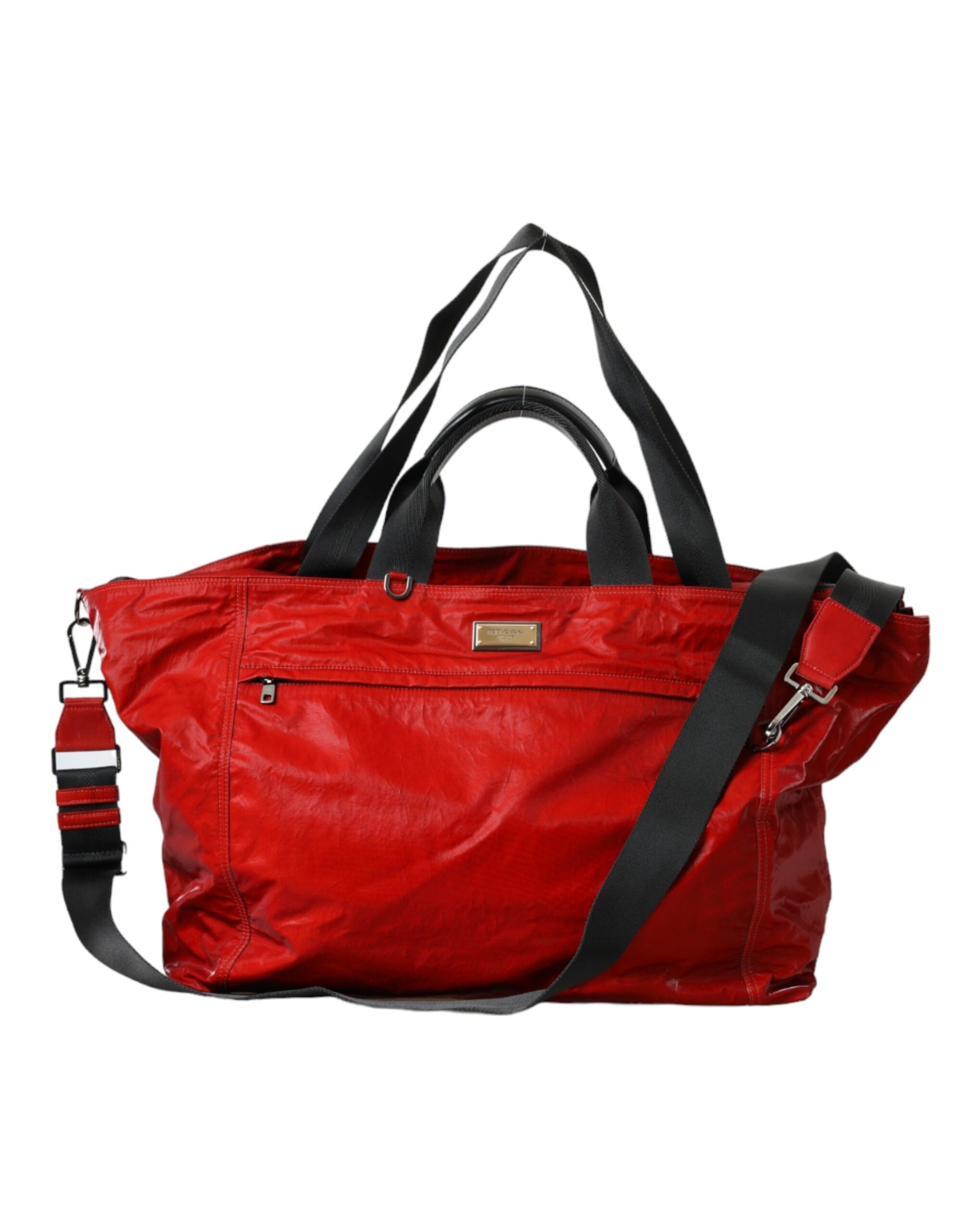 Dolce & Gabbana Red Nylon Calfskin Hand Shoulder Duffel Bag