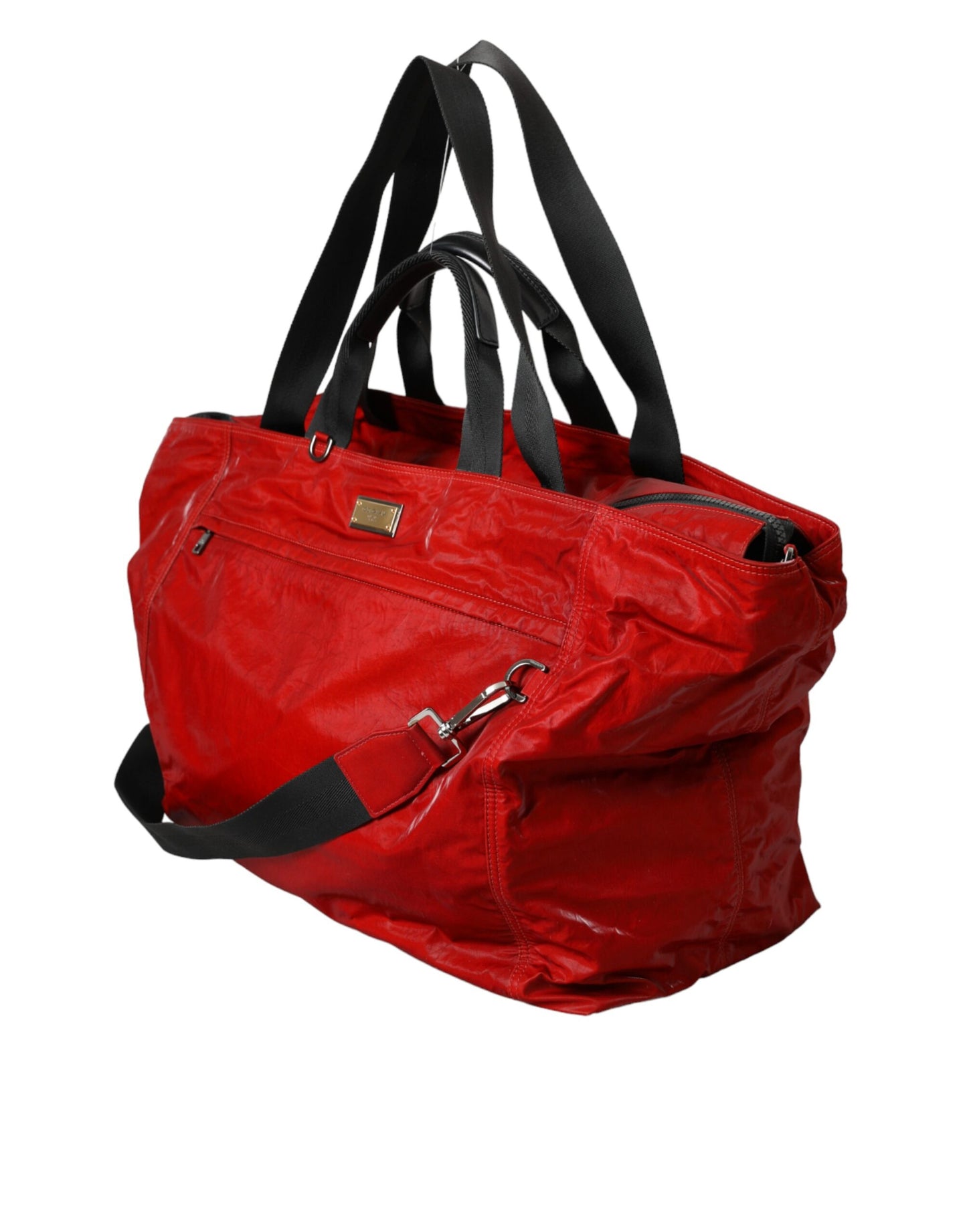 Dolce & Gabbana Red Nylon Calfskin Hand Shoulder Duffel Bag Dolce & Gabbana