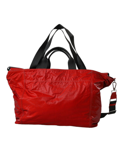 Dolce & Gabbana Red Nylon Calfskin Hand Shoulder Duffel Bag Dolce & Gabbana