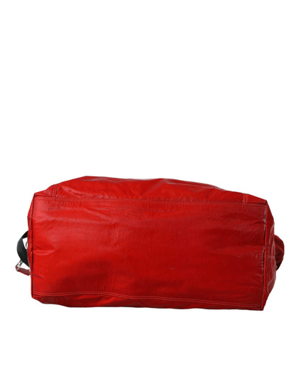 Dolce & Gabbana Red Nylon Calfskin Hand Shoulder Duffel Bag Dolce & Gabbana