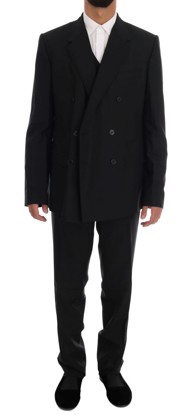 Dolce & Gabbana Elegant Black Wool Three-Piece Suit Dolce & Gabbana