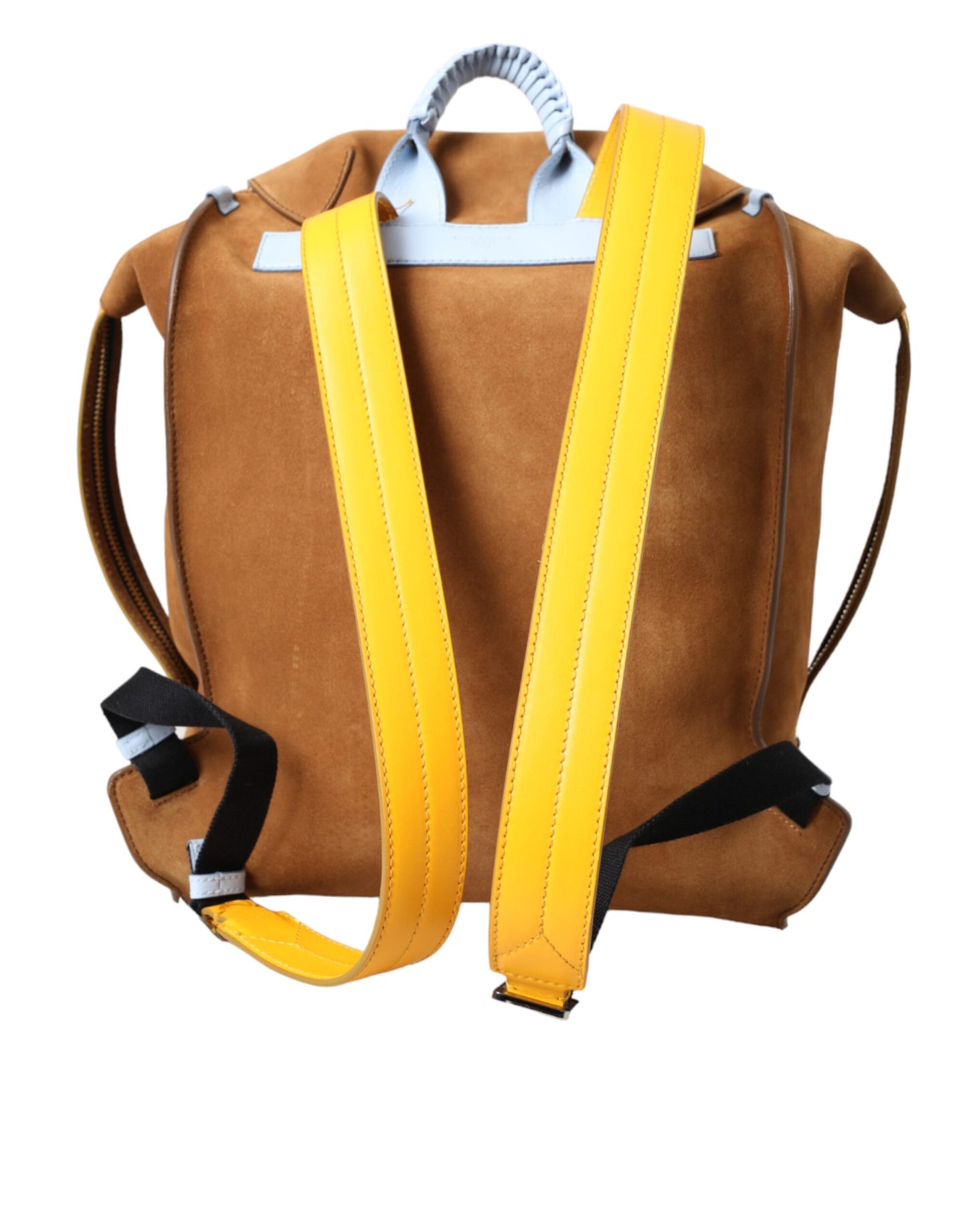 Dolce & Gabbana Brown Yellow Suede Leather Logo Backpack Bag Dolce & Gabbana