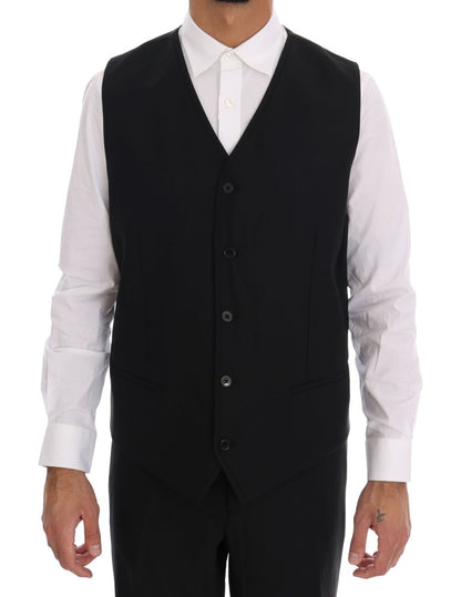 Dolce & Gabbana Elegant Black Wool Three-Piece Suit Dolce & Gabbana